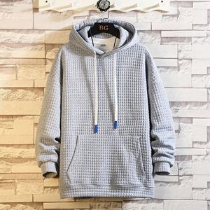 Sweats à capuche pour hommes fente latérale couleur unie décontracté manches longues sweats mode Streetwear hommes automne coréen col rond sweat à capuche ample