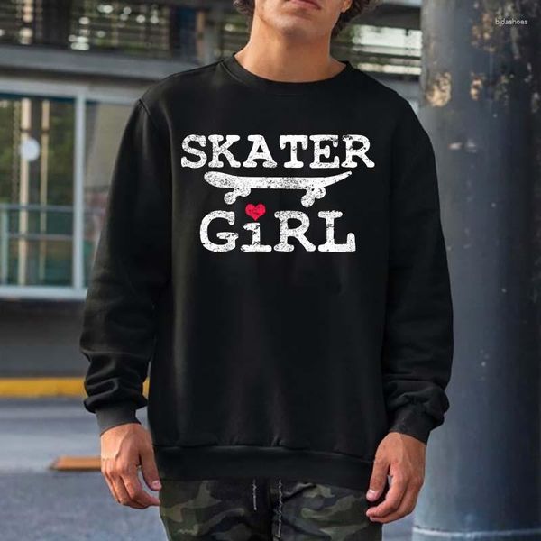 Sudaderas con capucha para hombre Skater Girl Skateboarding sudaderas gráficas hombres mujeres ropa de calle cuello redondo con capucha Tops Hip Hop algodón