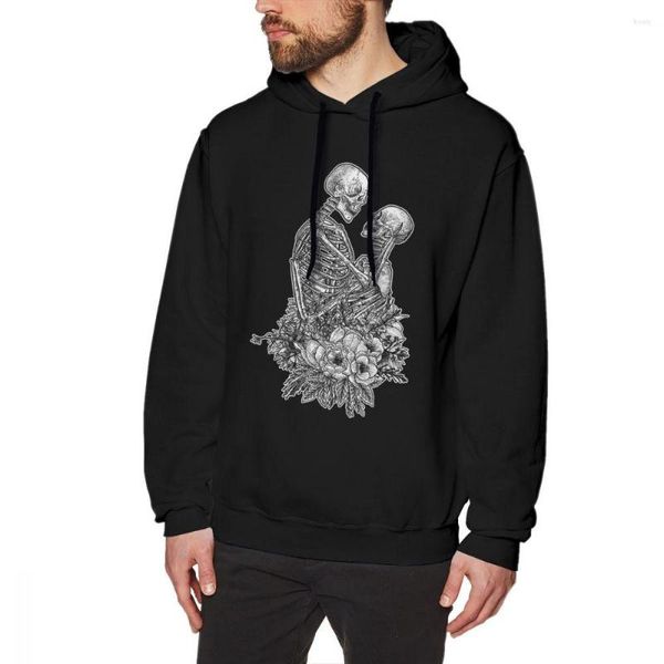 Sudaderas con capucha para hombre, Sudadera con capucha de esqueleto de amor y calavera para hombre, ropa informal de algodón, Sudadera con capucha gótica de terror oscuro de la muerte, camisa gótica