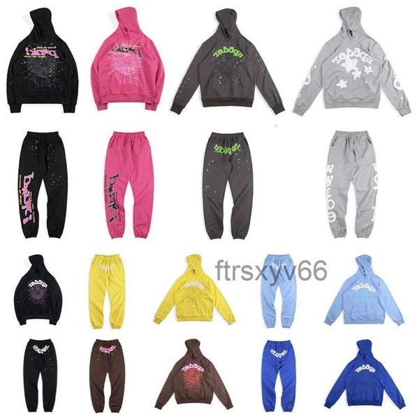 Sweats à capuche pour hommes Sky Blue Sp5der 555555 Sweat à capuche Hommes Femmes Haute Qualité Numéro d'Ange Feuilletée Impression Graphique Spider Web Sweat-shirt En Gros Xnee