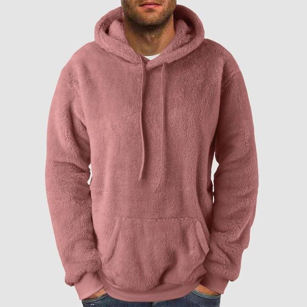 Sudaderas con capucha para hombre Color sólido Moda Casual Bolsillo H Suéter con capucha Sudadera lisa Sudadera con capucha Suave