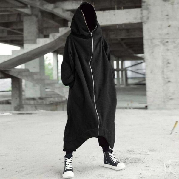 Sweats à capuche pour hommes couleur unie vêtements d'extérieur à capuche corps entier à manches longues chemise à glissière Harajuku surdimensionné 2023 Streetwear chambre à capuche