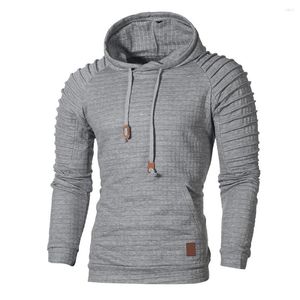 Sweat à capuche pour hommes, couleur unie, motif écossais, manches longues, t-shirt, automne, chemisier coréen, haut, pulls de Fitness, 2023