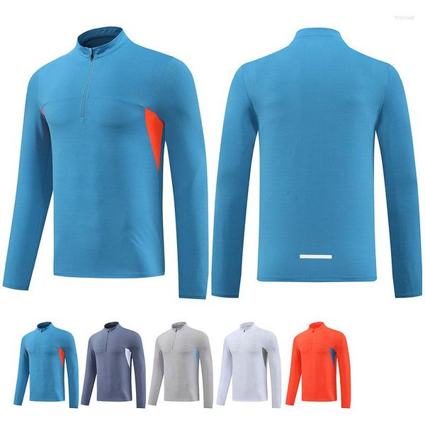 Hommes Hoodies Sports Running Shirt Demi Fermeture Éclair Mince Randonnée Gym À Manches Longues Hommes Fitness Haute Qualité Formation Solide Respirant Mesh