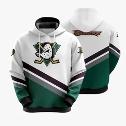 Heren Hoodies Lente En Herfst 2023 3D Afdrukken Hockey Super Ducks Hoodie Dames Street Leisure Sweatshirt