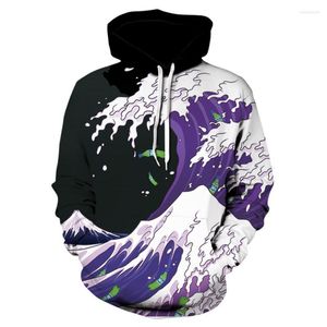 Hoods Hoodies Spring en herfsttrend Lange mouw Pocket Hoodie 2023 Design of 3D Printed Wave for Men Women Street Spor