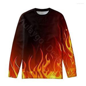 Heren Hoodies Spring Autumn Crewneck Sweatshirt 3D Flame Print Cool Men Harajuku Streetwear Sudaderas Oversize paar kleding Ropa de Hombre