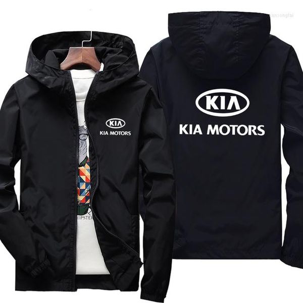 Hommes Hoodies Printemps Automne Mode Hommes Pour Kia Motors Logo Veste Coupe-Vent À Capuche Coupe-Vent Sweats Zipper À Manches Longues Manteau S-7XL