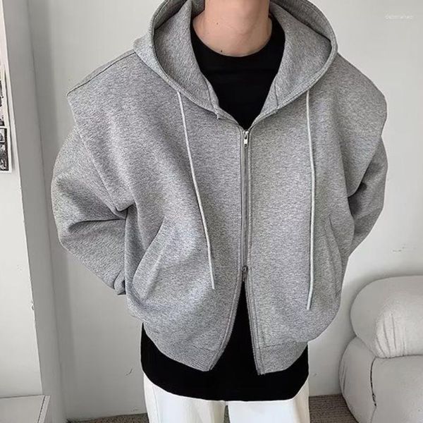 Sudaderas con capucha para hombre, cárdigan con hombrera compuesta de doble capa de perfil grande, chaqueta informal, Top bonito de rufián, primavera y otoño