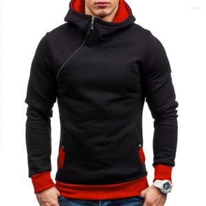 Hommes Hoodies Printemps Automne Homme Mode Survêtement Sweat À Capuche Hommes But Tour À Capuche Oblique Fermeture Éclair Solide Couleur