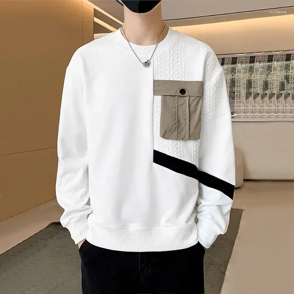 Sudaderas con capucha para hombre, sudaderas de primavera y otoño para hombre, ropa de calle de moda coreana, camisetas de manga larga con cuello redondo, jerséis de Harajuku con bolsillo informal para hombre