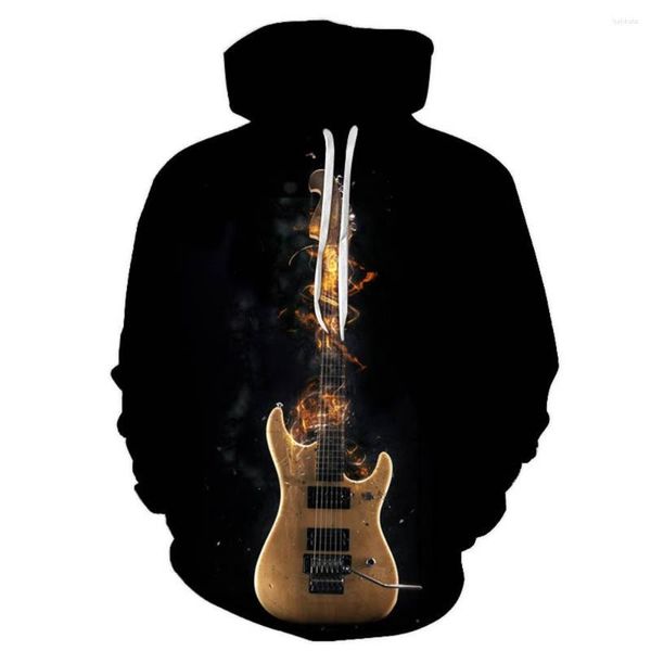 Sudaderas con capucha para hombre Primavera Otoño Nota 3D Printe Sudadera con capucha Hombres Música Con capucha Chaqueta de manga larga Moda Hip Hop Ropa de gran tamaño