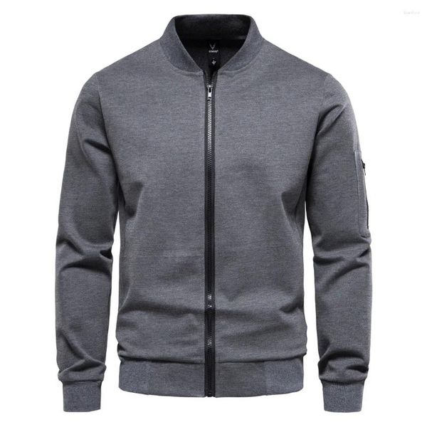 Sudaderas con capucha para hombre Primavera Otoño Sudaderas de calidad para hombre Chaqueta de punto informal Moda Sólido Slim Fit Stand Collar Diseño Chaquetas de béisbol