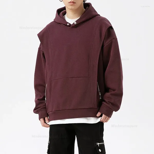 Sweat à capuche pour hommes, Streetwear, en coton doux, à la mode, fermeture éclair, couture de rivets, style américain décontracté, Baggy, printemps