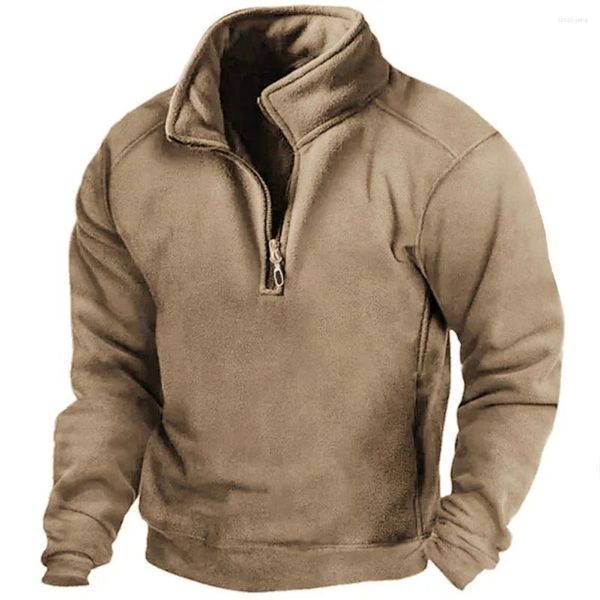 Sudaderas con Capucha para Hombre Sudadera con Cuello Alto Cuello de Cadena de Medio tirón Manga Larga Jerseys de Color sólido Sudaderas Informales al Aire Libre Tops Ropa para Hombres