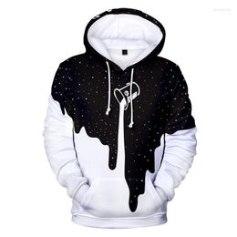 Heren Hoodies Starry Sky verf emmer Zwart -wit gemengde kleur Melkfles Can 2022 3D Sweatshirt Man/Woman Streetwear Men's