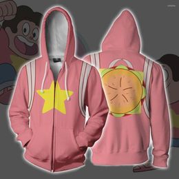 Heren Hoodies Steven Universe 3D Sweatshirt Quartz Print Hooded Zipper Kleding Casual ne Punch-Man Harajuku