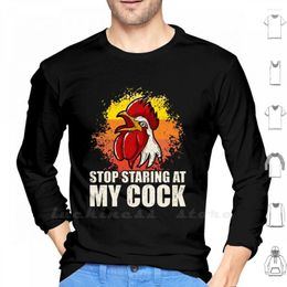 Herensweaters Stop Staring At My Cock Capuchon Lange mouw Kip Woordspeling Grappig Boerderij Grafisch Nieuwigheid Vintage