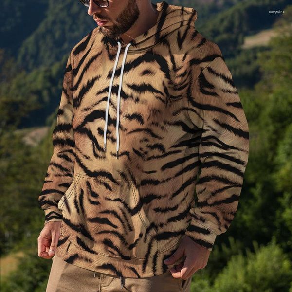 Sudaderas con capucha para hombre, moda urbana, suéter con estampado de leopardo, sudadera clásica con bolsillo, jersey de Hip Hop con estampado 3D, Harajuku