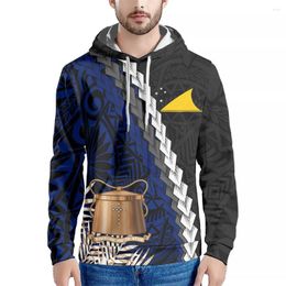 Hoods Hoodies Street Hooded Tops Casual Male mode Top Polynesische tribal Tokelau Islands Blue Country Logo Print pullovers hoodie