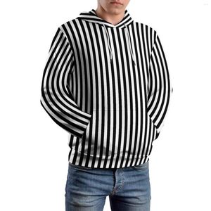 Herenhoodies gestreepte verticale losse zwarte en witte trendy hoodie unisex lange mouwen oversized straatkleding bedrukte sweatshirts met capuchones met capuchon