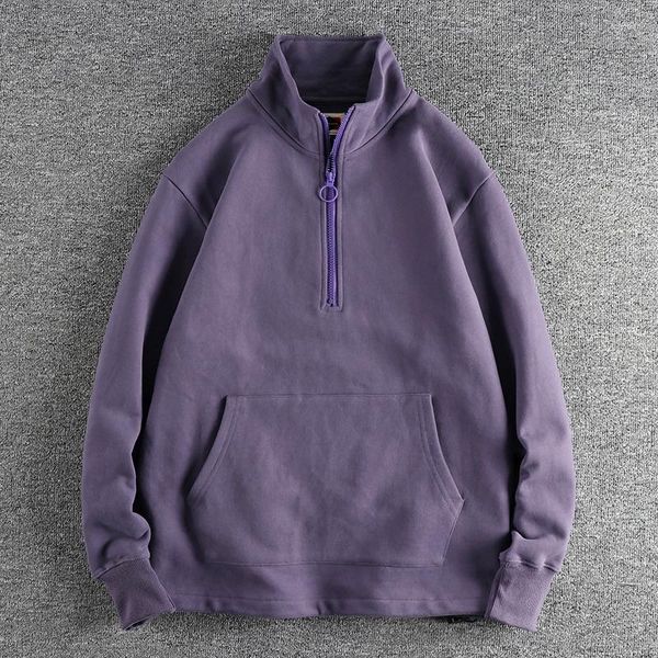 Sweats à capuche pour hommes Pull en polaire élégant à demi-col avec un design d'épissage parfait pour les vêtements décontractés et d'extérieur