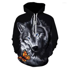 Hoodies voor heren Sudadera Con Capucha De Lobo 3d Estampado Animales Para Hombre Deportiva Informal