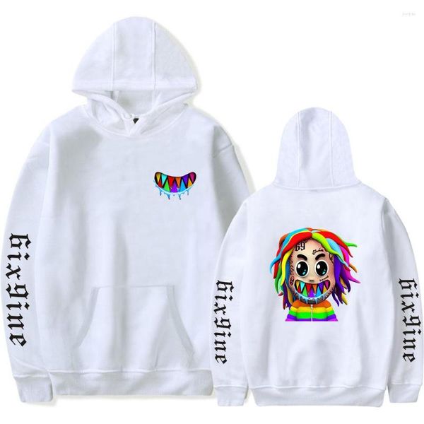 Sweats à capuche pour hommes Convient Automne 6IX9INE Blanc Hommes Sweats Femmes Mode À Manches Longues À Capuche Casual Hip Hop Garçons Filles Pulls Tops