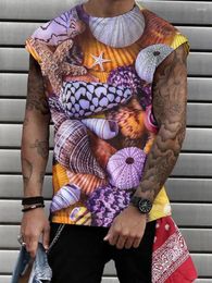 Sudaderas con capucha para hombre Verano 3D Impreso digital Hombro Camiseta sin mangas Playa Ocio Estilo de vacaciones Venta