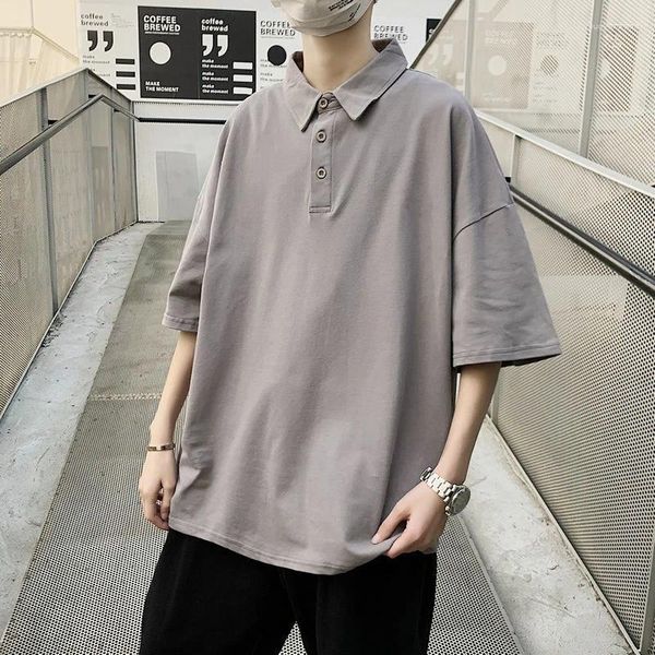 Sweats à capuche pour hommes Été Hommes Manches courtes Couleur unie Polo Sweatshirts Lâche All-Match Étudiants Mode coréenne Casual Harajuku Surdimensionné T