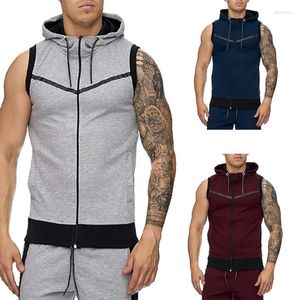 Heren Hoodies Zomer Heren Mouwloze Mode Toevallige Rits Capuchon Sweatshirt Mannen Bodybuilding Tank Top Sporting Shirt Vest Vest