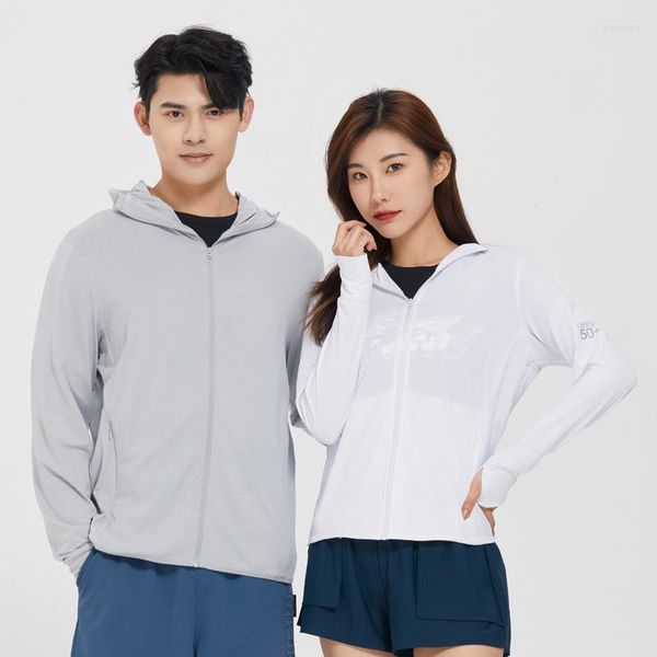 Sudaderas con capucha para hombre Ropa de protección solar Seda de hielo para hombres y mujeres Ligero Transpirable Primavera Al aire libre UV Verano