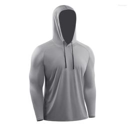 Sweats à capuche pour hommes T-shirts de protection solaire Couleur unie Ultra-léger Sweat à capuche à manches longues Décontracté Résistant aux UV Respirant Séchage rapide Vêtements de sport pour hommes