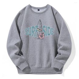 Sweats à capuche pour hommes Amateurs de surf Surf Side Printing Hommes Fleece Warm Loose Hoodie Oversize O-Neck Survêtement Retro Classic Hooded