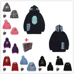 Heren Hoodies Sweater Hoge kwaliteit Shark Graffiti Print Ladies paar Hip Hop Stitching Starry Sky Luminous Dot Hooded Camouflage WY102904027GMX