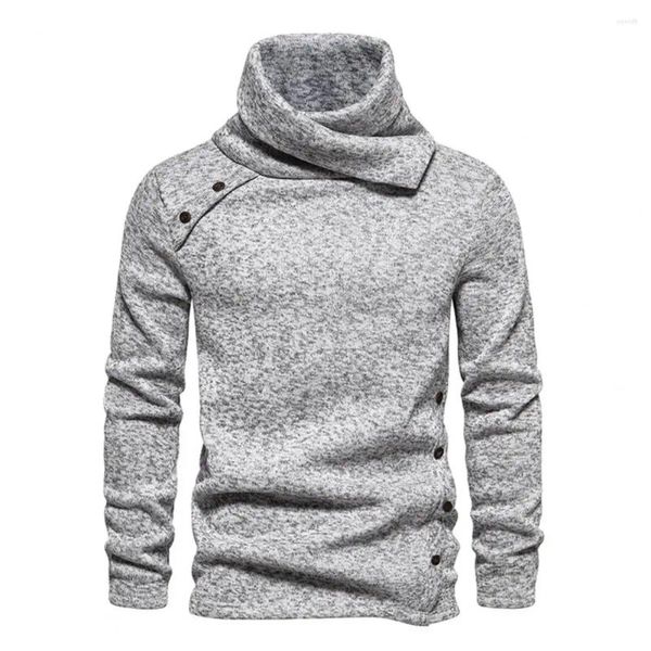 Pull à capuche pour hommes, pull chaud et confortable à manches longues et col roulé, vêtements épais tricotés