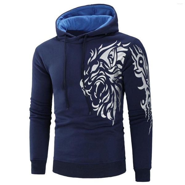 Sudaderas con capucha para hombre Sudadera con capucha para hombre de manga larga con estampado de tigre, abrigo con capucha, camisas cálidas, blusas con cordón y capucha para otoño e invierno, ropa deportiva