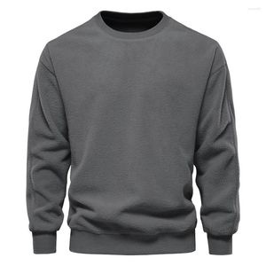 Sweat à capuche pour homme, sweat-shirt en laine d'agneau, col rond, épais, chaud, pull d'hiver, survêtement pour homme