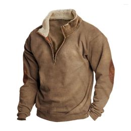 Heren hoodies sweatshirt trui tops winter effen trui casual losse vintage opstaande kraag rits herenjas