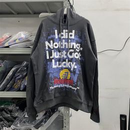Moletons masculinos com capuz 1 Vetements Oversized Hoodie Men VTM Vintage Washed I Did Nothing Just Got Lucky Women Pullovers 230718