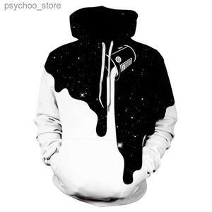 Sudaderas con capucha para hombres Sudaderas 2021 Black Poured Milk Star Paint Bucket Sudadera con capucha para hombres Impresión 3D Tallas grandes Otoño / Invierno Super Dalian Sudadera con capucha Q230822