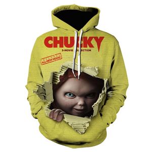 Sudaderas con capucha para hombre 2021 Est película de terror Chucky 3D impreso adolescentes moda con capucha payaso prendas de vestir exteriores Harajuku Sudadera con capucha