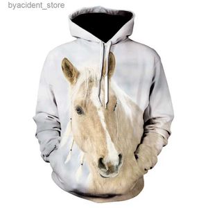 Heren Hoodies Sweatshirts 2021 Hot Sale Sweatshirt Heren Dames 3D Hoodies Print Paard Dier Patroon Pullover Unisex Casual Creatief Oversized Hoodies Tops L240315