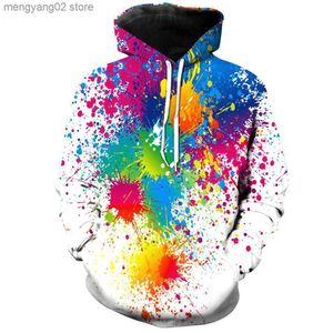 Sweats à capuche pour hommes Sweats 2021 New Fashion Rainbow Peinture à l'huile colorée Hommes Femmes 3D Sweats à capuche imprimés Pensonality Sweat Causal Unisexe Hip Hop Pull T23628
