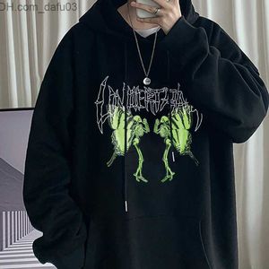 Heren Hoodies Sweatshirts 2021 Nieuwe Street Fashion Vlinder Skelet Sweatshirt Top Skull Print Hip Hop Punk Harajuku Casual Losse Z230804