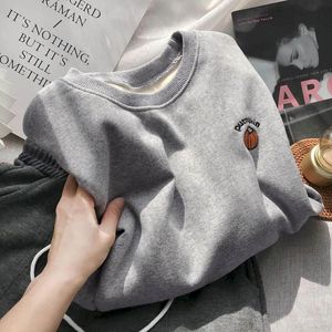 Sweats à capuche pour hommes Sweatshirts 2021 Sweat-shirt Printemps Automne Coréen Preppy Petite Chemise de broderie de citrouille Hommes Femmes Plus Velvet Épaississement Oute