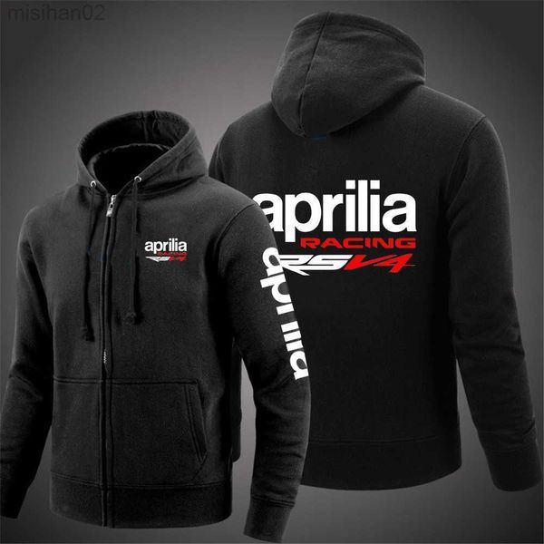 Sweats à capuche pour hommes Sweats 2022 Aprilia Racing RSV4 pour hommes Nouvelle veste zippée de haute qualité Confortable Couleur unie Survêtement Survêtement Manteau à capuche Pull Top HKD230731