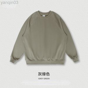 Heren Hoodies Sweatshirts 2022 Autumn Men Round Neck Horn Sleeve Sweater Sweater American Loose Solid Color Harajuku Tij Oversized T-Shirt L220901 met lange mouwen L220901