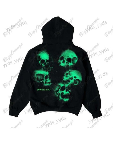 Sweats à capuche pour hommes Sweatshirts 2022 Hip Hop surdimensionné Skull Bone imprimé sweat à capuche pour hommes Y2K américain gothique punk Harajuku streetwear couple sweat-shirt baggy décontracté T240124