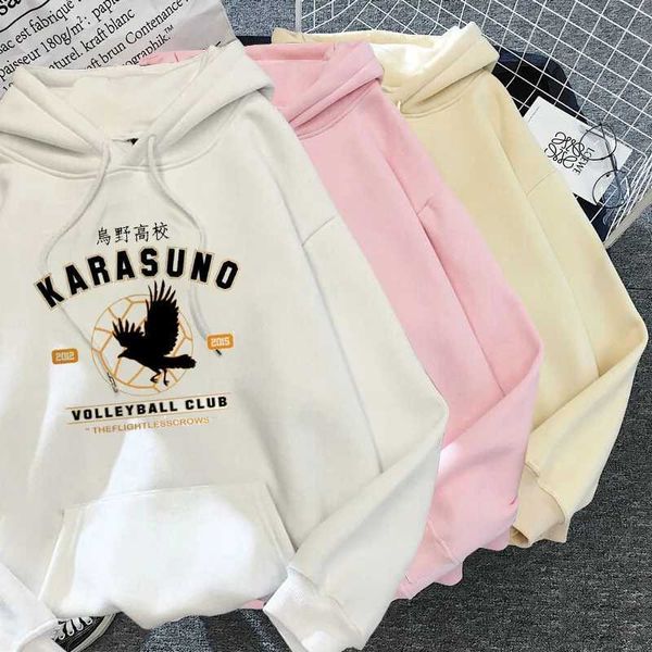 Sweats à capuche pour hommes Sweatshirts 2022 Japonais Anime 90s Sweat à capuche Femmes Haikyuu Funny Karasuno Fly High Streetwear Hiver Mode Sweat-shirts chauds UnisexL231020